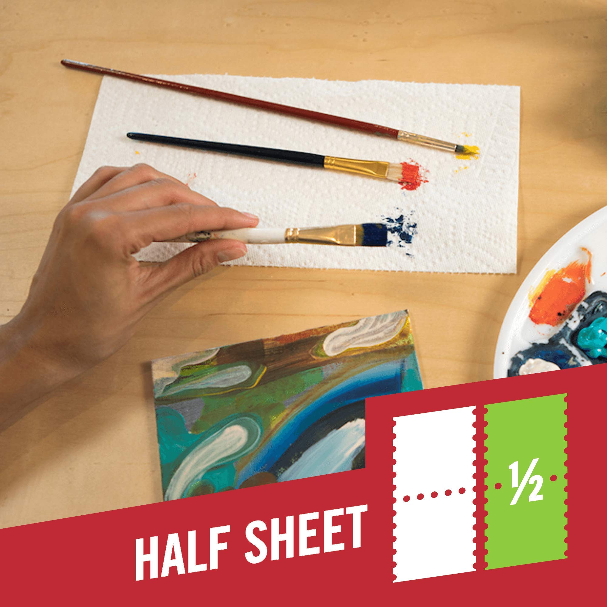 Brawny Tear-A-Square Paper Towels, 16 Double Rolls = 32 Regular Rolls, 3 Sheet Size Options, Quarter Size Sheets